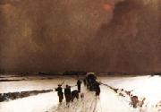 Fleury Chenu The Stragglers Impression of Snow oil painting picture wholesale